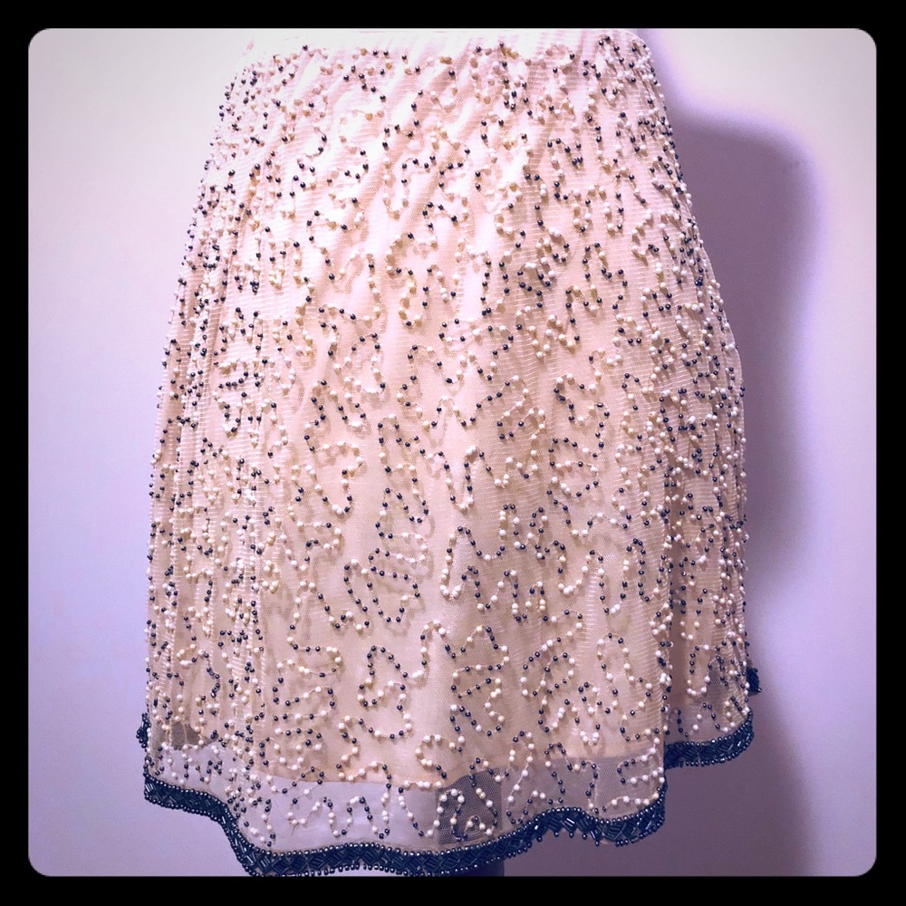 Zara Pale Pink and Steel Grey Beaded Skirt